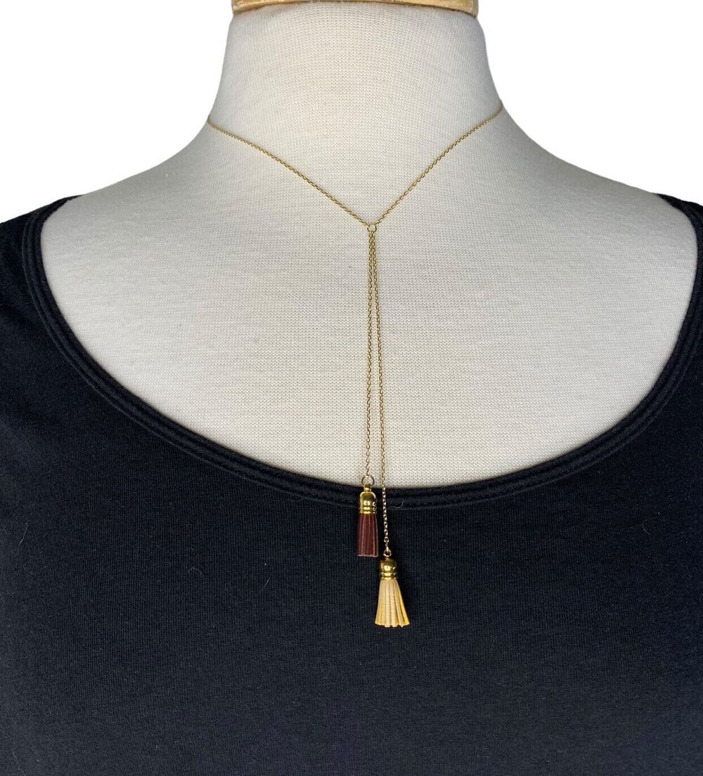 SHIRALEAH New Fringe Delicate Brown Tan Gold-Tone Aerin Necklace NWT